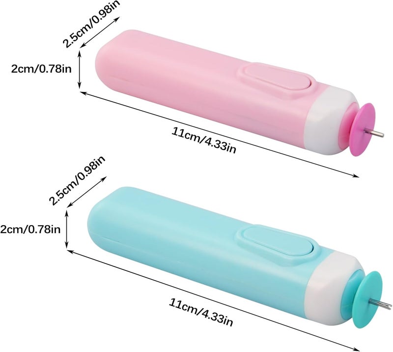 Flylin 2PCS Electric Quilling Pen, Electric Slotted Tool Electric Quilling Pen Automated Paper Volume, Curling Pen for Paper Rolling Crafts General Quilling Paper Strips and Wider Paper Strips (Blue&Pink) - Image 5